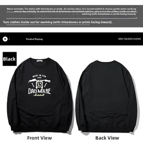 Front and back view of oversized black sweatshirt with vintage motorcycle graphic print