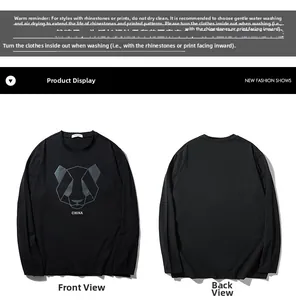 Detailed front and back view of long sleeve t-shirt with reflective panda print design