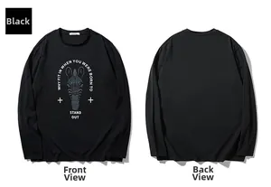 Front and back detail of long-sleeved T-shirt with zebra print and slogan on black fabric