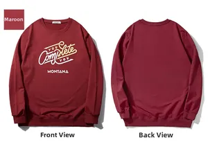 Front and back view of burgundy sweatshirt with YOU COMPLETE YOU text print