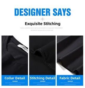 Close-up of neckline and stitching details on a casual black printed oversized cotton t-shirt