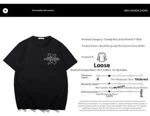 Détail de l'imprimé Authentic sur t-shirt noir oversize avec spécifications du tissu