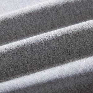 Close-up of gray cotton blend knitted fabric texture for men long sleeve T-shirt
