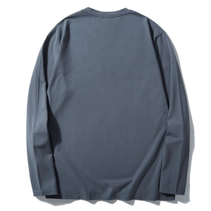 Deep blue-grey long sleeve crew neck t-shirt for men with a relaxed fit back view