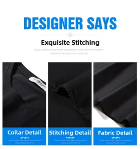 Détails de l'encolure ronde et de la qualité du tissu sur ce t-shirt noir pour hommes
