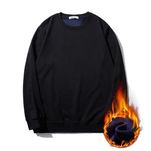 Men Plus Size Winter Fleece Thickened Crewneck Sweatshirt Cotton Blend Warm Solid Color Loose Long Sleeve Casual Pullover Top