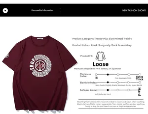 Détail du t-shirt bordeaux surdimensionné en coton avec col rond et imprimé blanc
