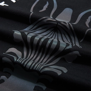 Men's black long sleeve T-shirt with reflective geometric wing pattern printing