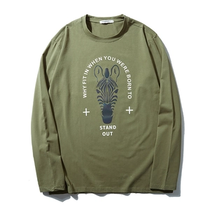 Army green long sleeve t-shirt for men with zebra print and motivational text