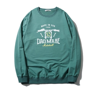Oversized men's sweatshirt in peacock blue with vintage motorcycle graphic print