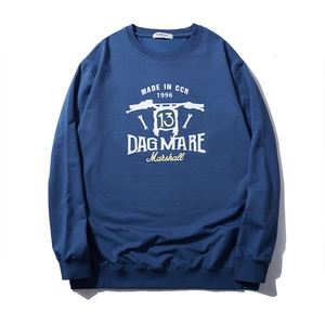 Men's oversized navy sweatshirt with vintage motorcycle graphic and ribbed cuffs