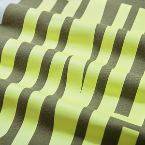 Men's olive green long sleeve T-shirt with bright fluorescent yellow graphic printing