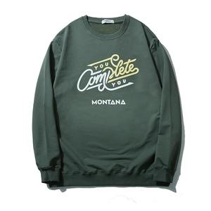 Dark green loose-fit oversized crewneck sweatshirt with Montana typography print