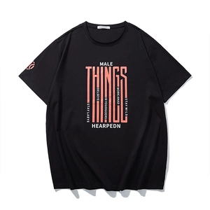 T-Shirt en Coton Imprimé Grande Taille Homme Streetwear Manches Courtes Coupe Large Imprimé Lettres Top Été Décontracté Tee Oversize