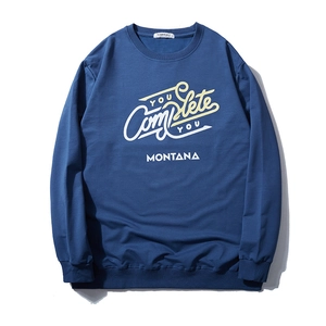 Dark blue men's crewneck sweatshirt with YOU Complete YOU and Montana graphic print