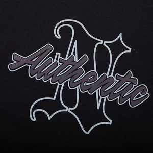 T-shirt noir oversize en coton avec imprimé gothique et inscription Authentic graphique