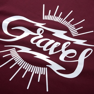 T-shirt bordeaux oversize stile street con stampa Graves bianca e motivi a fulmine