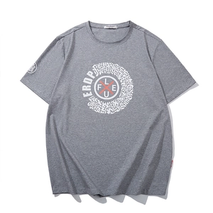 T-shirt oversize en coton gris avec imprimé vintage et col rond pour hommes