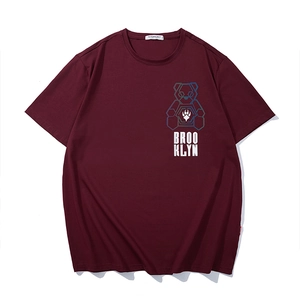 Men's Plus Size Streetwear Geometric Bear Letter Printed T-Shirt Loose Fit Summer Cotton Blend Short Sleeve Round Neck Top