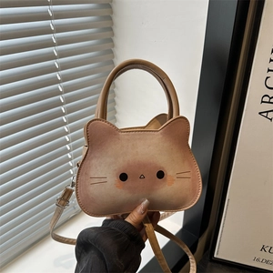 Sac à Épaule Mignon Forme de Chat pour Femmes en Cuir Synthétique Dégradé Sac Bandoulière Avec Poignée Supérieure et Sangle