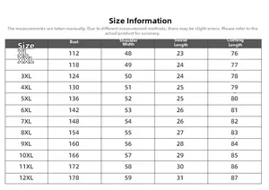 Size information chart for men oversized printed T-shirt with chest and shoulder measurements