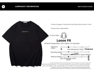 Detail view of cotton-spandex fabric quality and gold print on a black t-shirt