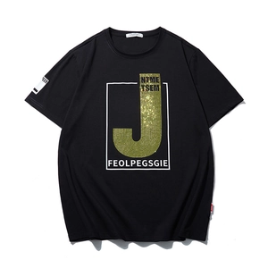 T-Shirt en Coton pour Homme Grande Taille Coupe Large Streetwear Lettre Strass Haut à Manches Courtes Été Respirant