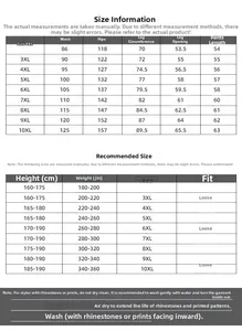 Size chart for men's plus size shorts from 2XL to 10XL with height and weight guide