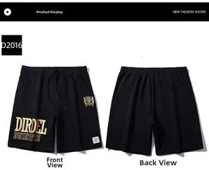 Vue avant et arrière du short de sport noir avec logo DIRDEL DUINSTRE doré brillant