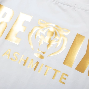 T-shirt blanc oversize en coton avec logo tigre doré métallique et imprimé Ashmitte