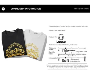 Dettagli sulla composizione in 95% cotone e cura del lavaggio per t-shirt stampa ampia