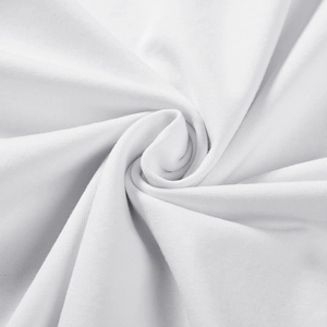 Micro shot of white cotton knitted fabric texture for oversized summer printed t-shirts