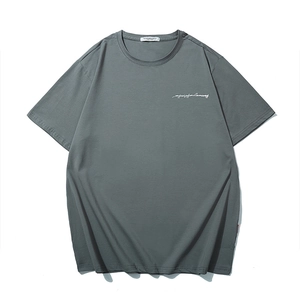 T-shirt gris foncé surdimensionné avec imprimé argenté et col rond pour homme