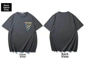 Vues avant et arrière du t-shirt gris surdimensionné avec imprimé graphique ELEPHANTS