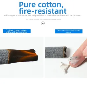 Macro shot showing pure cotton fabric burning test with white ash and no black smoke