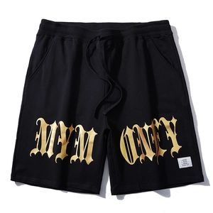 Men's Plus Size Streetwear Sport Shorts Gothic Letter Bronzing Print Loose Cotton Blend Casual Five Point Pants XXL-10XL