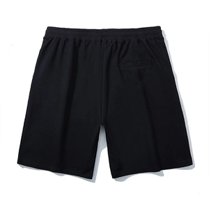 Men's loose black rhinestone shorts with elastic waist and back pocket detail