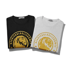 Men's Plus Size Gold Foil Lion Tiger Head Print T-Shirt Oversized Loose Cotton Blend Short Sleeve Summer Streetwear Tee