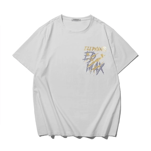 T-shirt en coton blanc épais avec lettrage éléphant doré et imprimé graphique
