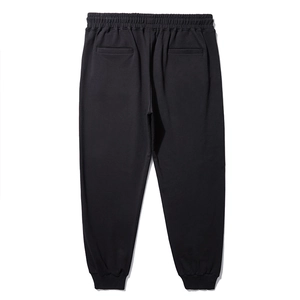 Men's black joggers with elastic waist and back pockets on a clean white background
