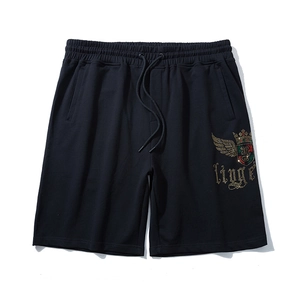Shorts Grande Taille Homme avec Strass Streetwear Mélange de Coton Casual Sport Coupe Droite Ample Tricoté Marquage à l'Or