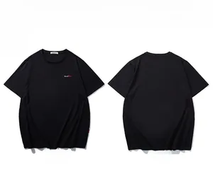 Detailed front and back view of black cotton T-shirt with Good Boy embroidery