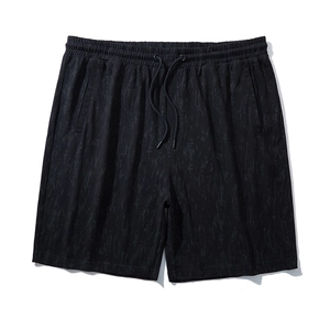 Plus Size Men Cotton Knitted Shorts Acid Wash Marble Pattern Loose Casual Sports Sweatshorts With Drawstring Elastic Waist