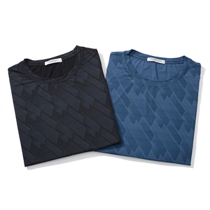 Men's Plus Size T-Shirt Quick Dry Short Sleeve Top Geometric Dark Jacquard Pattern Loose Fit Crew Neck Sport T-Shirt