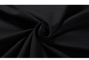 Close-up of black knit fabric texture showing high-quality stitching and dense weave