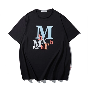 Men Plus Size Urban Streetwear Cotton T-Shirt Loose Fit Alphabet Graphic Printed Short Sleeve Paris Lettering Top Summer Breathable Tee