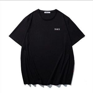 Classic black short-sleeve t-shirt with white D.N.Y. embroidery and a loose fit