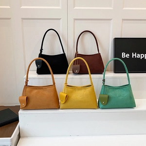 Sac à Épaule en PU Texture Daim Mode Femme Sac sous le Bras Tendance avec Pochette Suspendue Décontracté Couleur Unie