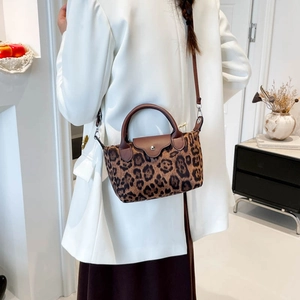 Fashionable leopard print crossbody bag for women with leather handles and flap cover