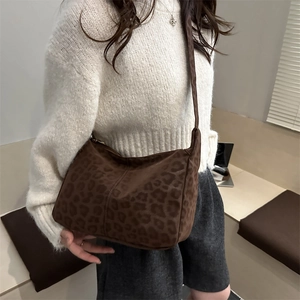 Borsa a tracolla alla moda con stampa leopardata da donna con design vintage squadrato